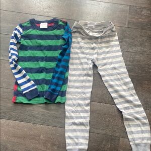 Hanna Anderson size 8, Striped Kids Pajamas Set - Blue, Green, and Gray
